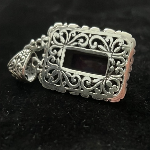 Sterling Silver scroll inlay with Mohave Turquoise pendant - Picture 3 of 5